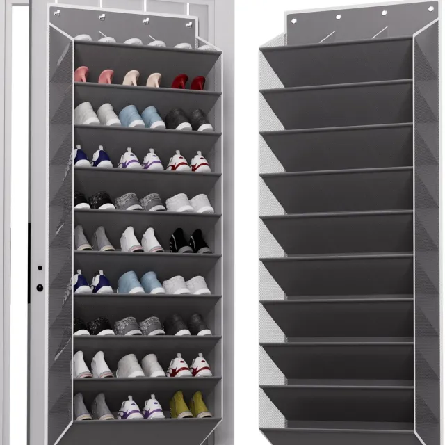 Unyqoos Ruimtebesparende hangende schoenenorganizer met 10 niveaus voor achter de deur grijs