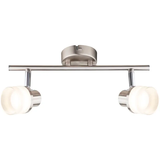 Globo Wand- en plafondlamp Plafondspot 2 vlammen Plafondlamp twee spots, beweegbaar, 2x 3,5 Watt LED 190Lm warm wit, L 31,5 cm zilver