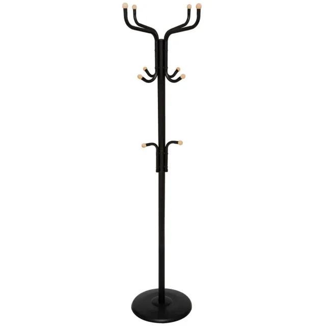 5Five® 5Five Kapstok - zwart - metaal - met 11 ophanghaken - 178 cm - staand - voor in je hal