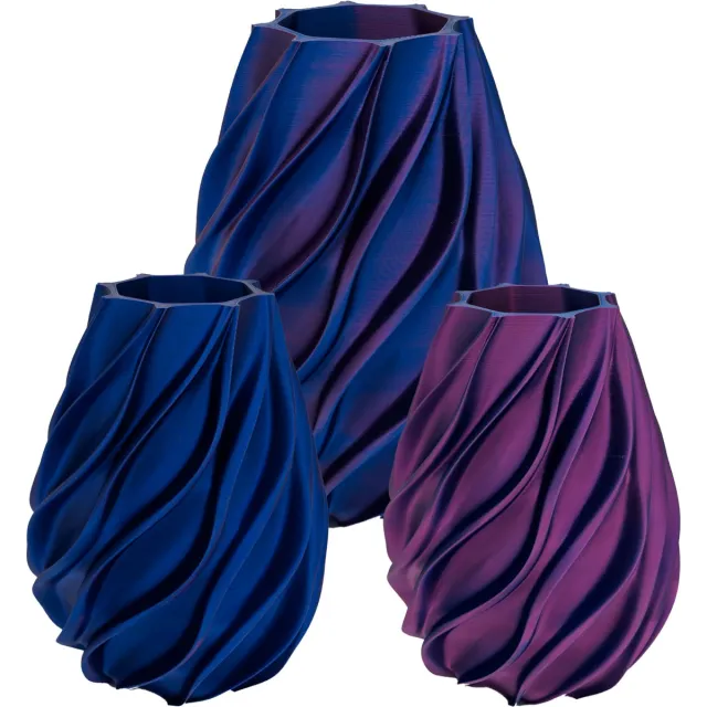 Lovora Oliva organische vaas – Decoratieve vaas - Blauw / Paars - 3d geprinte vaas – geschikt voor droogbloemen - 30CM