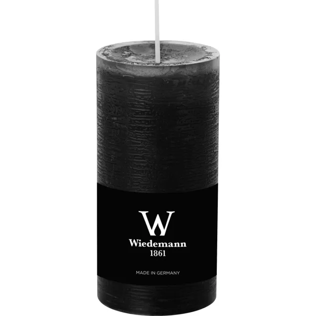Wiedemann Cilinderkaars/stompkaars - rustieke kaars - zwart - 6 x 12 cm - 42 branduren