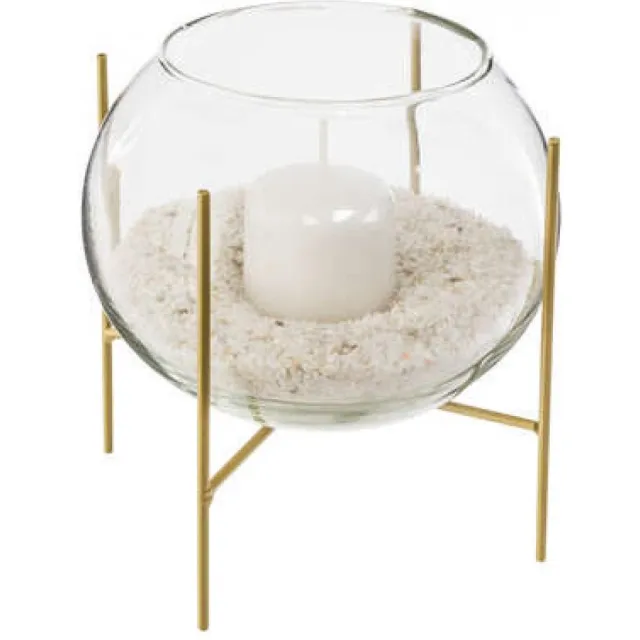 Atmosphera Créateur d'intérieur® Kandelaar - glas - goud - 14cm - inclusief kaars - inclusief zand - decoratie