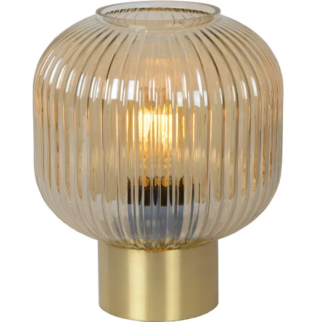 Lucide MALOTO - Tafellamp - Ø 20 cm - 1xE27 - Amber Amber/Mat Goud / Messing