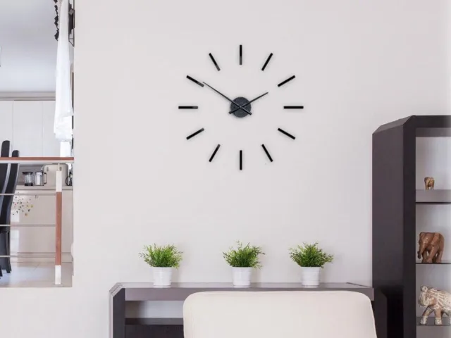 BELANIAN Muurklok 65 cm, grote wandklok, SOLO, wanddecoratie klokken Zwart