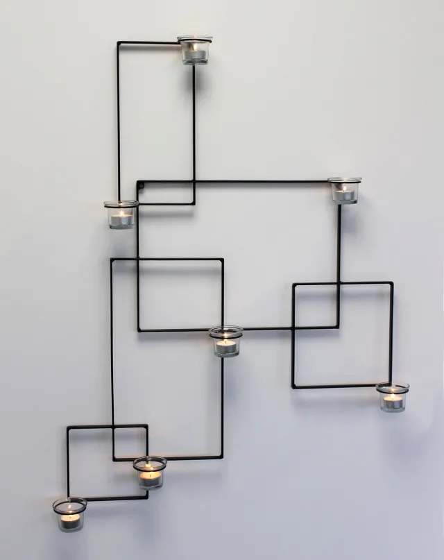 ‎DanDiBo DanDiBo Alegria Wandtheelichthouder - 7 theelichtjes - Zwart - 87 cm