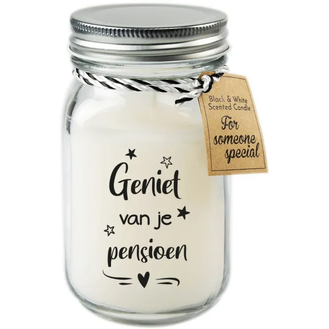 Paper dreams Geurkaars - Geniet van je pensioen - Zwart, wit Zwart wit