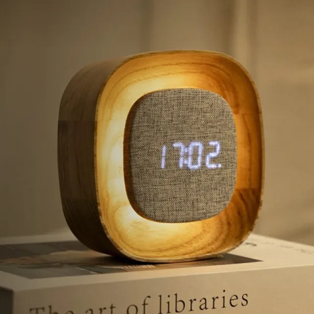 Gingko Lumos Clock Square White Ash - wekker