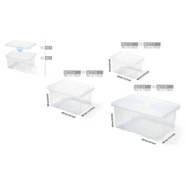 Prosperplast NCC16 - Multifunctionele Opbergbox - 16L - Transparant - Kunststof