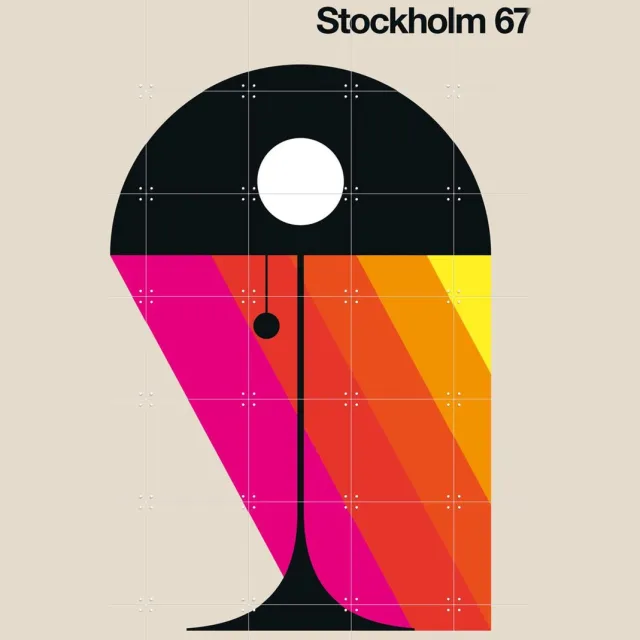 IXXI Stockholm 67, Bo Lundberg - 100 x 140 cm - Grote wanddecoratie en posters - Geometrische Kunst, Abstract, Illustraties, Grafisch Ontwerp Roze