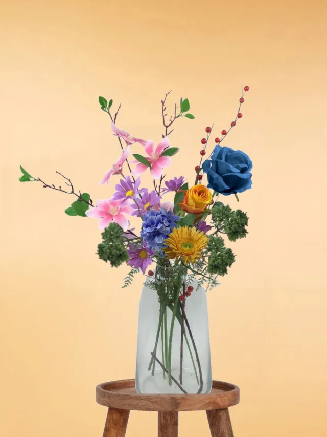 The Bloomistic Company The Bloomistic® – Zijden Boeket – 60-75 cm hoog – Kunstbloemen – 8 stelen – decoratie – nepbloemen – moederdag cadeautje – decoratie woonkamer Sunny Bloom