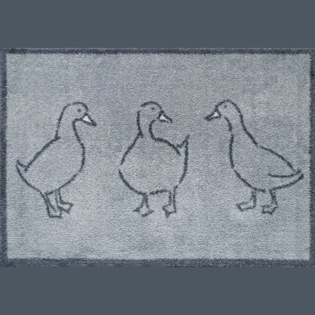 Kleen-Tex Turtle Wasbare Deurmat - Ducks - 60 x 85cm grijs