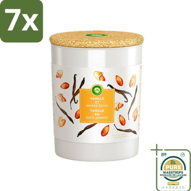 Air Wick 7 x Air Wick - Geurkaars - Vanille & Zoete Amandel - 35 Uur Brandduur - Grootverpakking - Geurkaars - Vanille - Amandel - Warme Geur - Sfeer Oranje