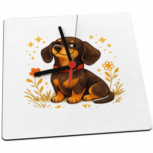 Mr Cadeautjes Klok 19 x 19 - design Een karaktervolle huisdierillustratie met een trotse, eigenw | cadeau Wit