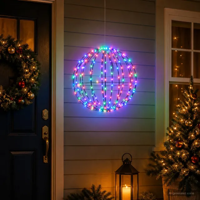 vidaXL Kerst Finial Licht 96 LED's RGB Dia. 30 x 32 cm Meerkleurig
