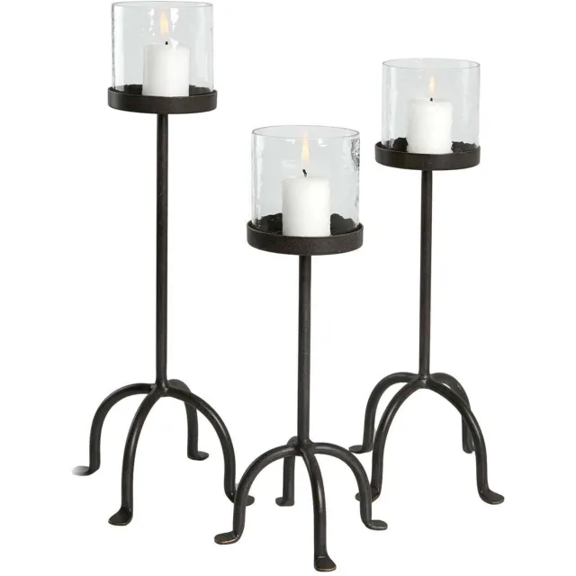 Loberon Kaarsenhouder set van 3 Tanbira zwart