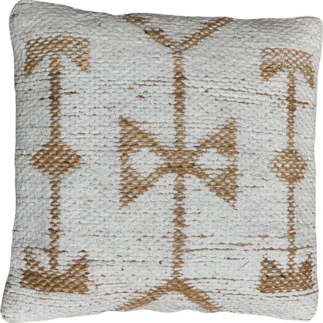 Rocaflor Sierkussen - Chenille - Wit - Jute - Naturel- 50x50cm Wit, Bruin, Naturel
