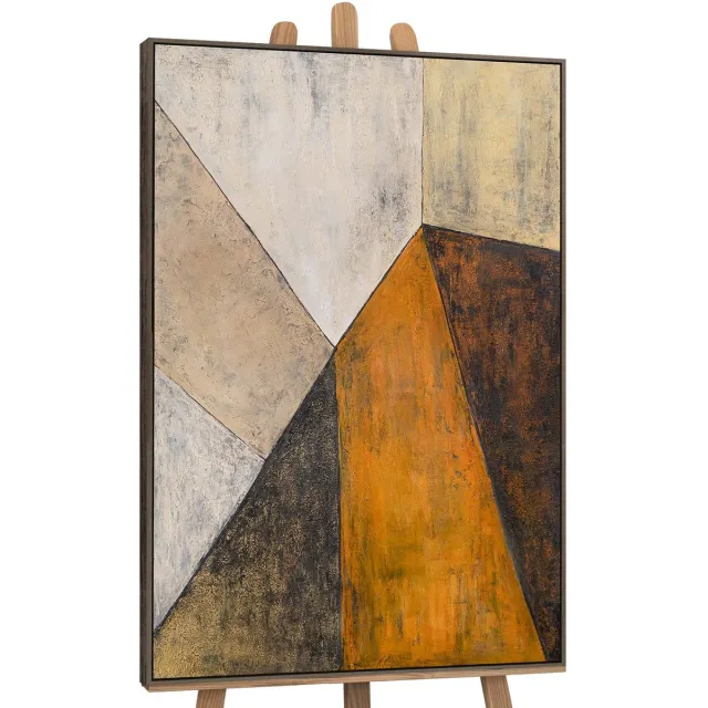 YS Schilderij "Ontmoeting van de niveaus" - Handgeschilderd canvas schilderij - Wanddecoratie Moderne kunst - Beige - Blauw - Muurdecoratie woonkamer - Slaapkamer decoratie - Kamer accessoires - Abstract schilderij met blauw Grey 140x100