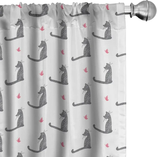 ABAKUHAUS Kattenvordijnen – 2x75x175 cm – Microfaser – Halfdonker Wit