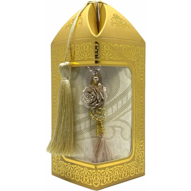 mirac Geschenkset Bade met een gebedskleed en een parel tasbih in een luxe kartonnen box goud