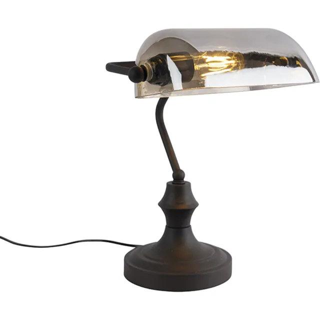 QAZQA banker - Klassieke Notarislamp | Bankierslamp - 1 lichts - H 345 mm - Zwart - Woonkamer | Slaapkamer