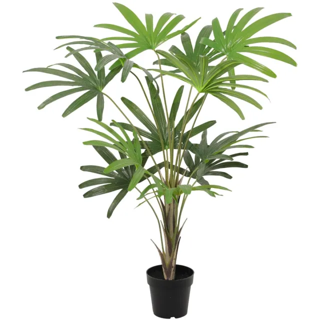 Trendyplants Kunst Rhapis Excelsa - Stokpalm - Kunstplant - Hoogte 120cm - Potmaat Ø19cm Groen