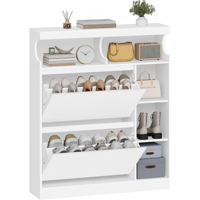 HILINSIE Schoenenkast - Opberger Meubel - Schoenen Opbergen - Ruime Capaciteit - 95 cm Breed - Wit
