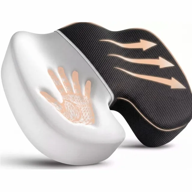 Cenz DESIGN Zitkussen, Orthopedisch Ergonomisch Traagschuim Stoelkussen, Comfortabel Memory Foam Steunkussen, Wigkussen, Cocyx Kussen, Bureaustoelkussen , Autostoelkussen, Stuitkussen, İschiaskussen, Zwangerschapskussen, Moederdag Cadeautje zitkussen 3