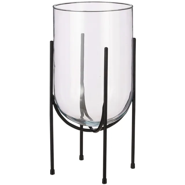 Mica Decorations Bloemenvaas Jamey - metalen standaard - transparant - 40 x 21 cm - bloemenvaas