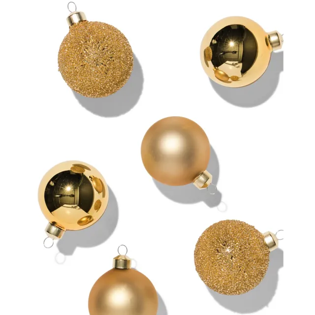 HEMA Kerstballen glas goud - 6 stuks (goud)