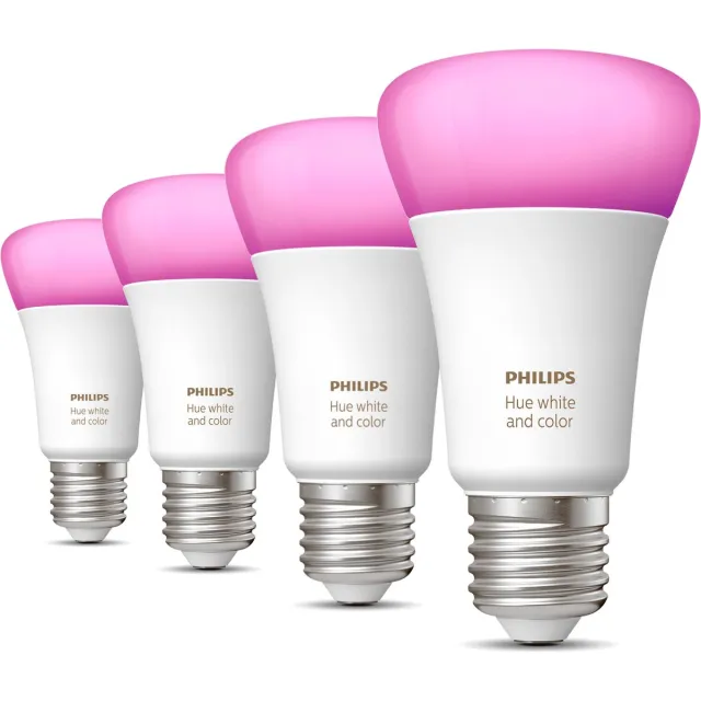 Philips Hue Voordeelpakket - E27 - met 4 Standaard Lampen - Wit en Gekleurd Licht - Hue White and Color Ambiance