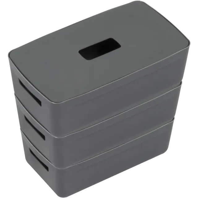 Kangaro opbergboxen - 5 liter - antractiet - set van 3 stuks inclusief deksels antraciet 5 liter