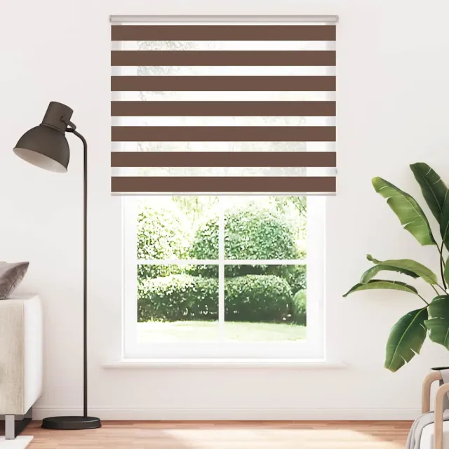 vidaXL Zebra rolgordijn 140x230 cm stofbreedte 135,9cm polyester bruin