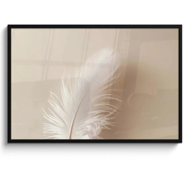 FrameYourWall Poster in lijst - Fotolijst 120x80 cm - Posters - Veer - Minimalistisch - Roze - Posterlijst zwart - Decoratie - Wanddecoratie woonkamer - Muurdecoratie slaapkamer
