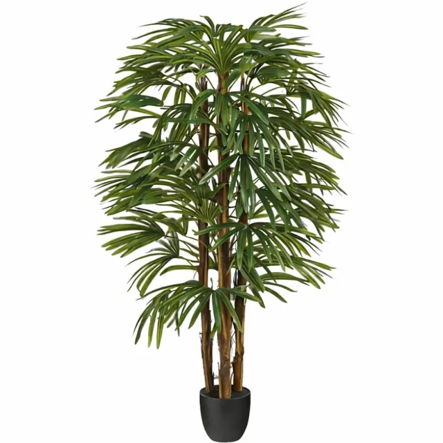 Mica Decorations Rhapispalm – Kunstplant in Pot – Realistische Nepplant Woondecoratie – Kunstplanten voor Binnen en Buiten – H150 x Ø60 cm – Groen