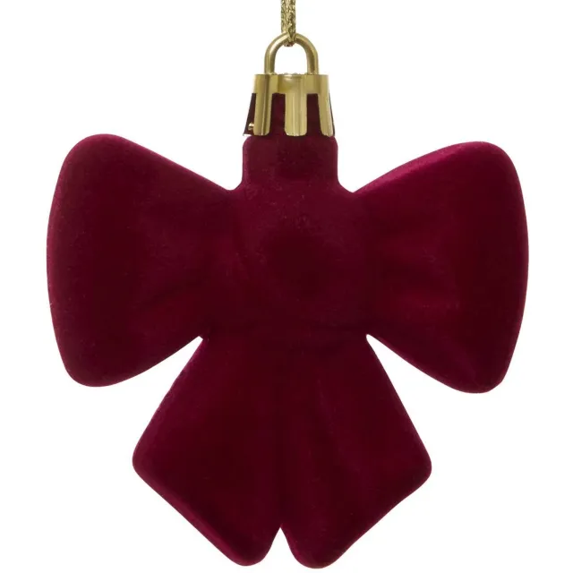 Feeric lights & Christmas Set van 2 rode plastic kerstboomversieringen in de vorm van een strik, 6 cm Bordeaux