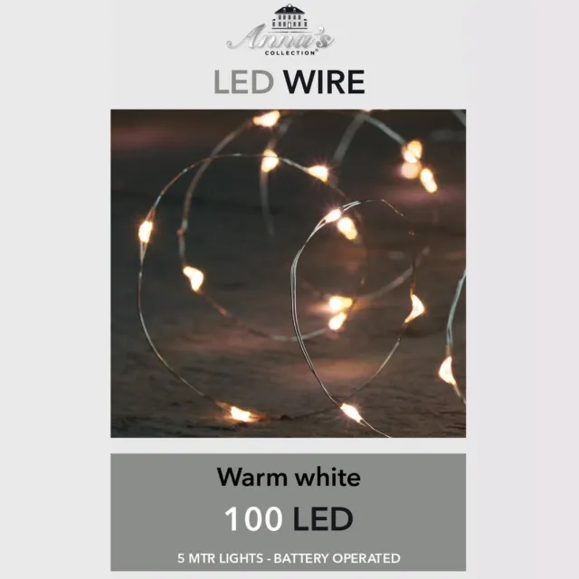 Anna's Collection Draadverlichting - lichtsnoer - 100 led lampjes - warm wit - 500 cm - batterij