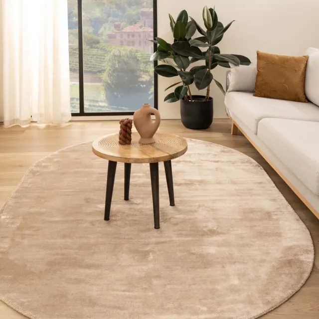 Paon Brillant Viscose vloerkleed ovaal - Pearl beige 250x360
