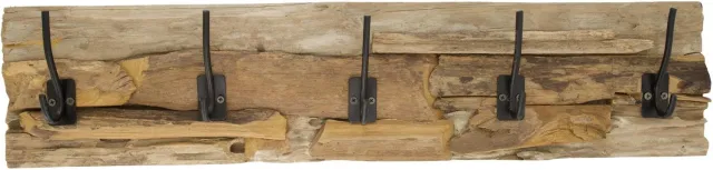 Youna Label Wandkapstok van Teakhout - Houten Kapstok met 5 Haken - 78 cm Kleur: Naturel/bruin Afmetingen: 78 x 18 x 8 cm Materiaal: teakhout en metaal Aantal haken: 5