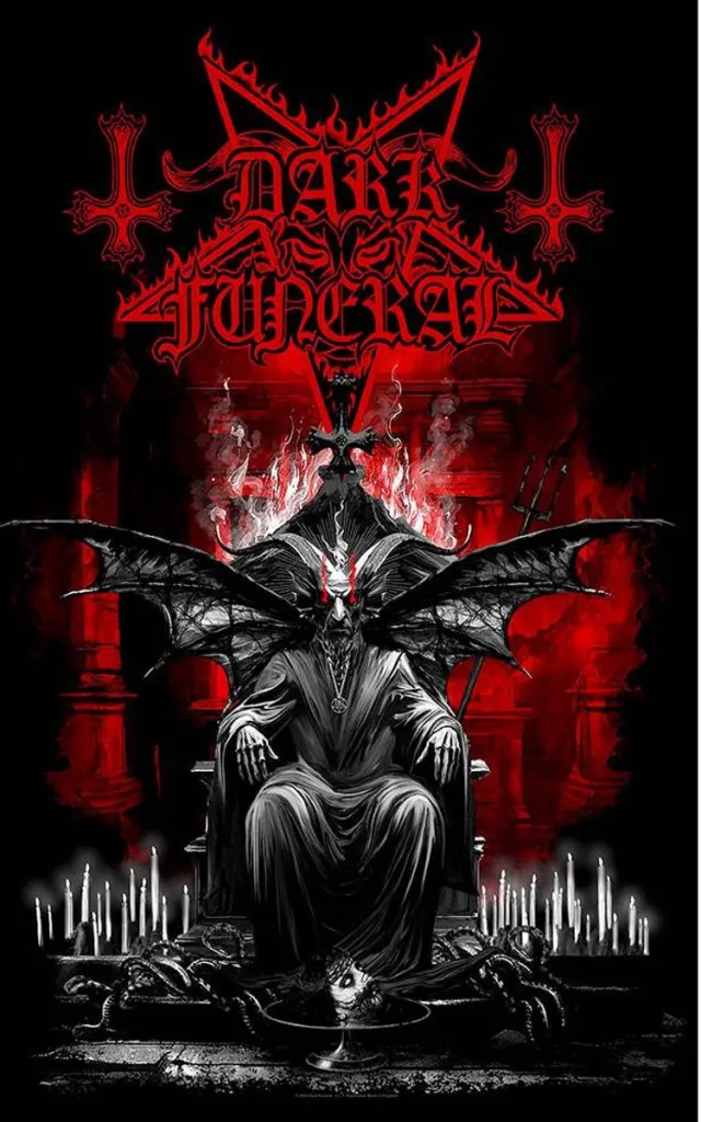 Rock Off Dark Funeral - Baphomet Textiel Poster - Zwart/Multicolours