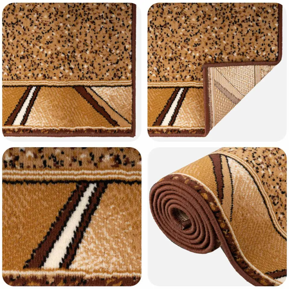 vidaXL Tapijtloper FLORNES Geweven Ochre Zigzag 100 x 450 cm PP 7 mm, foto 4