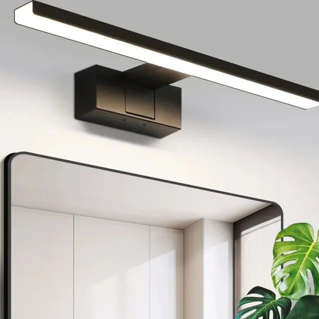 NETTLIFE LED Spiegellamp - badkamerlamp - zwart - 40CM - neutraal wit 4000K - 8W Badkamerverlichting - IP44 wandlamp - modern Spiegelverlichting - voor kelder | keuken | badkamermeubel