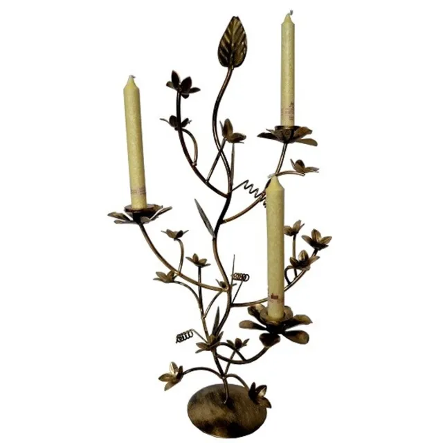 Jukat Decoratieve kandelaar voor 3 kaarsen, metaal, 60cm hoog