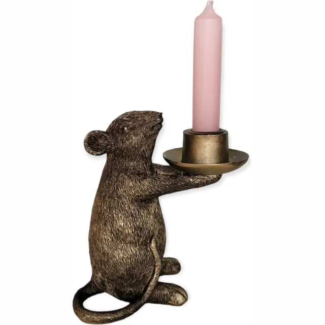 VAN MANEN Kandelaar "Mouse" Goud Polyresin 14x8x15,5cm