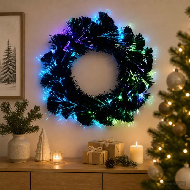 vidaXL Kerstkrans 24 LED's Meerkleurig PVC Groen