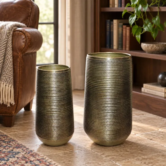 Hoppa! Vazenset - Hoge met reliëf, 2-delig - Goud - 29 x 29 x 51 cm (B x D x H) Goud #1