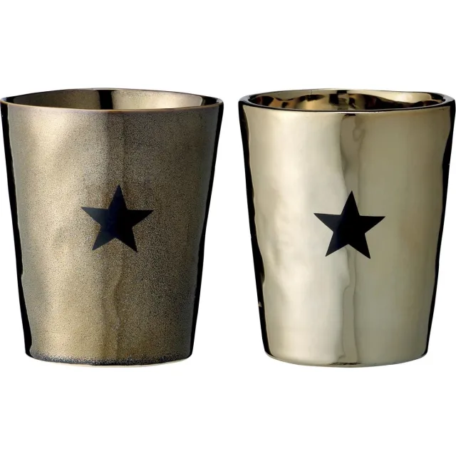 Bloomingville Waxinelichthouder - Ster - Keramiek - Goud/Koper - 2 assortie