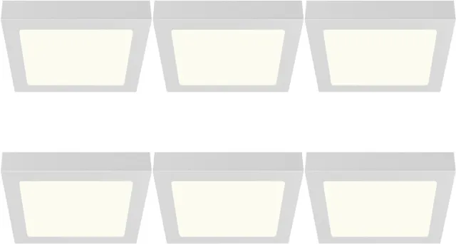 BES LED LED Paneel Slim Opbouw 6 Stuks - Brinton Thin - 24W 2400lm 120° Bundelhoek - Natuurlijk Wit 4000K - IP40 - Vierkant - Wit - 272x272mm