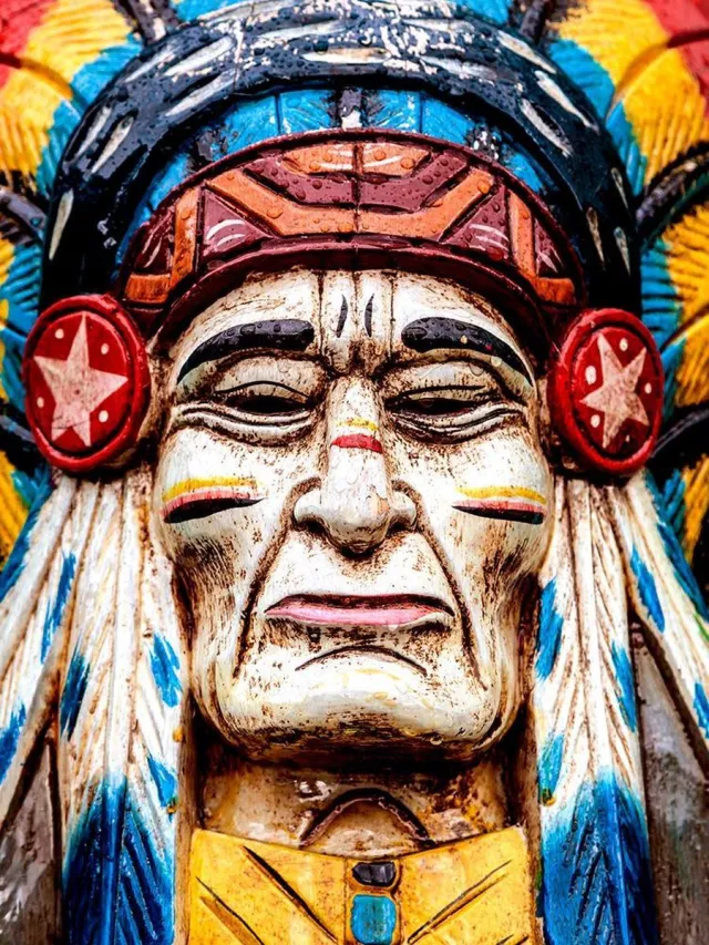 Signs-USA Indian front - Wandbord - 30 x 40 cm Rood, wit, blauw, beige, zwart