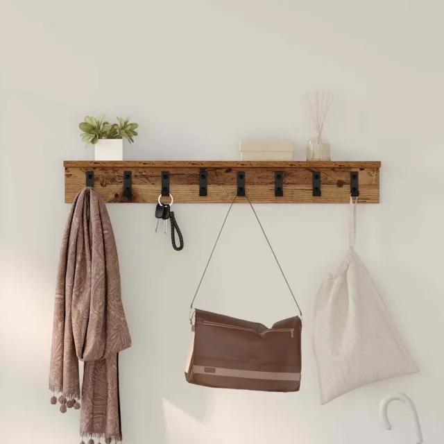 vidaXL Wandgemonteerde kapstok Oudhout 80 x 10,5 x 10,5 cm Bruin