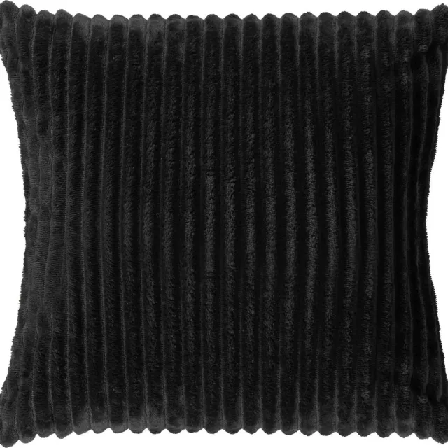 Dutch Decor MART - sierkussen 45x45 cm - zacht ribfluweel - gerecycled - Raven - zwart - Inclusief binnenkussen - Luxe kussens voor woonkamer & bank